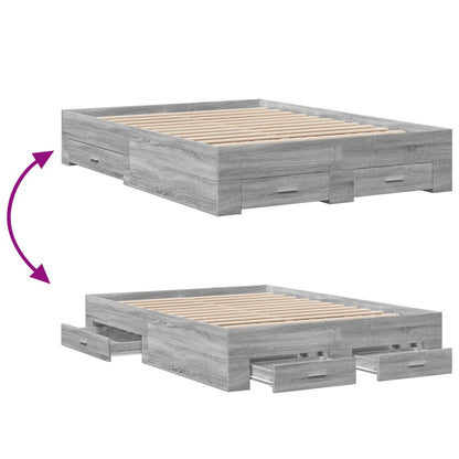 Bed Frame | Grey Sonoma | Engineered wood | 140 x 190 cm | Bed Frame
