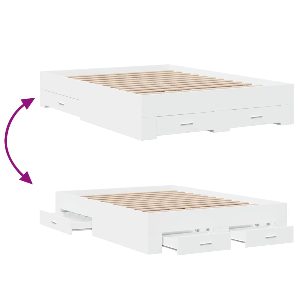 Bed Frame | White | Engineered wood, Plywood | 135x190 cm | Bed Frame