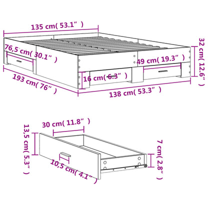 Bed Frame | White | Engineered wood, Plywood | 135x190 cm | Bed Frame