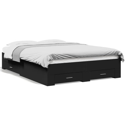 Bed Frame with Drawers without Mattress Black 135x190 cm Double
