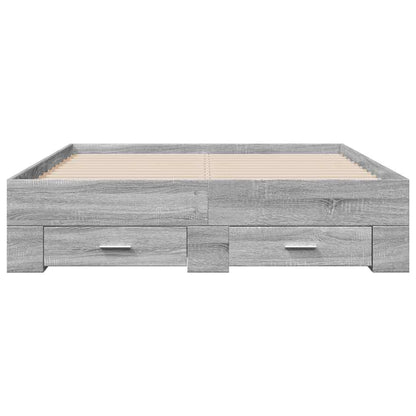 Bed Frame with Drawers without Mattress Grey Sonoma 135x190 cm Double