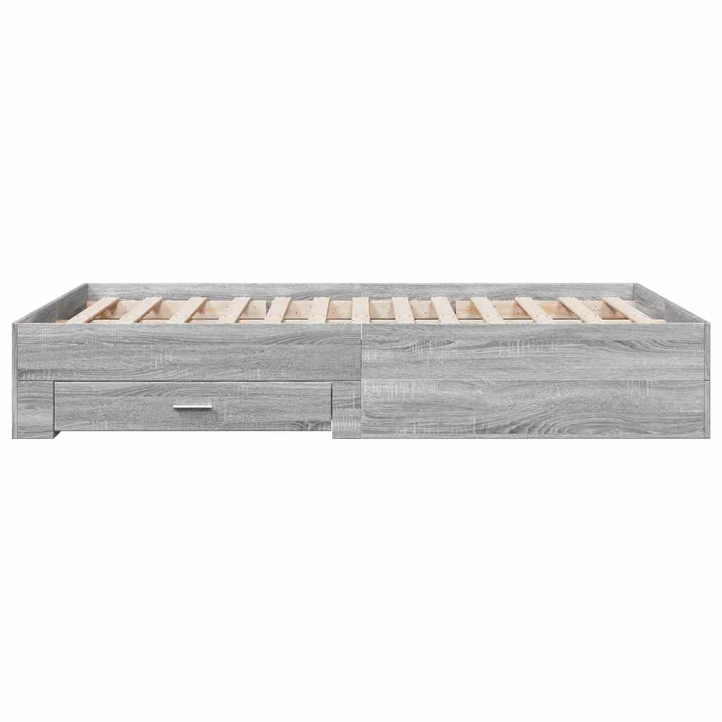 Bed Frame with Drawers without Mattress Grey Sonoma 135x190 cm Double