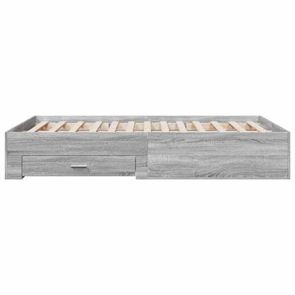 Bed Frame with Drawers without Mattress Grey Sonoma 135x190 cm Double