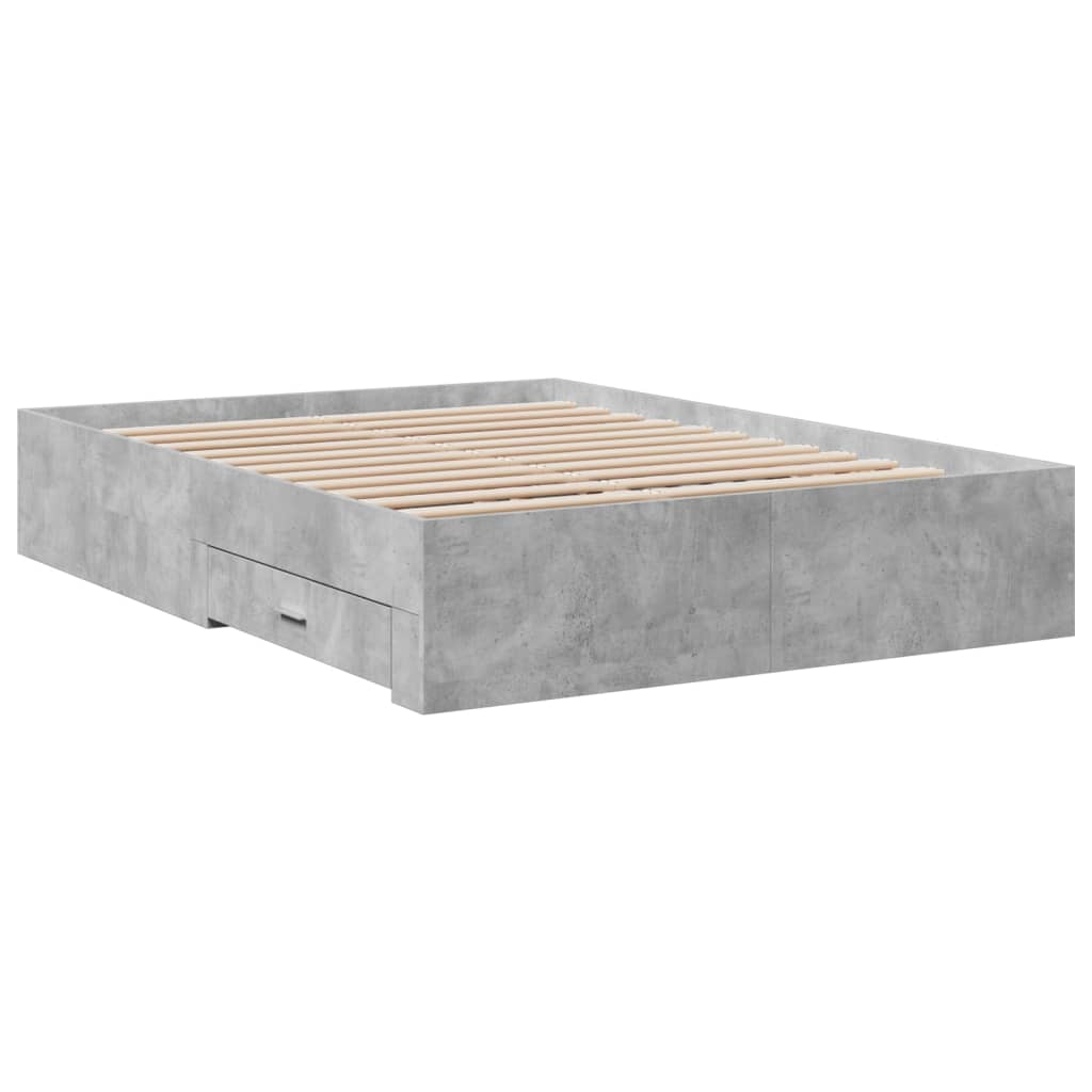 Bed Frame | Concrete Grey | Engineered Wood | Small Double | Bed Frame