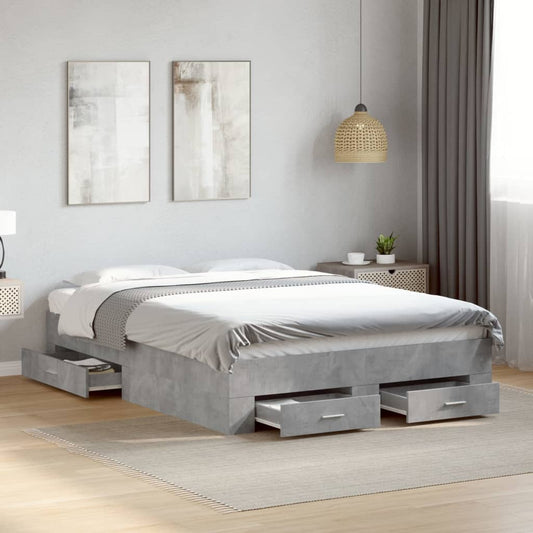 Bed Frame | Concrete Grey | Engineered Wood | Small Double | Bed Frame