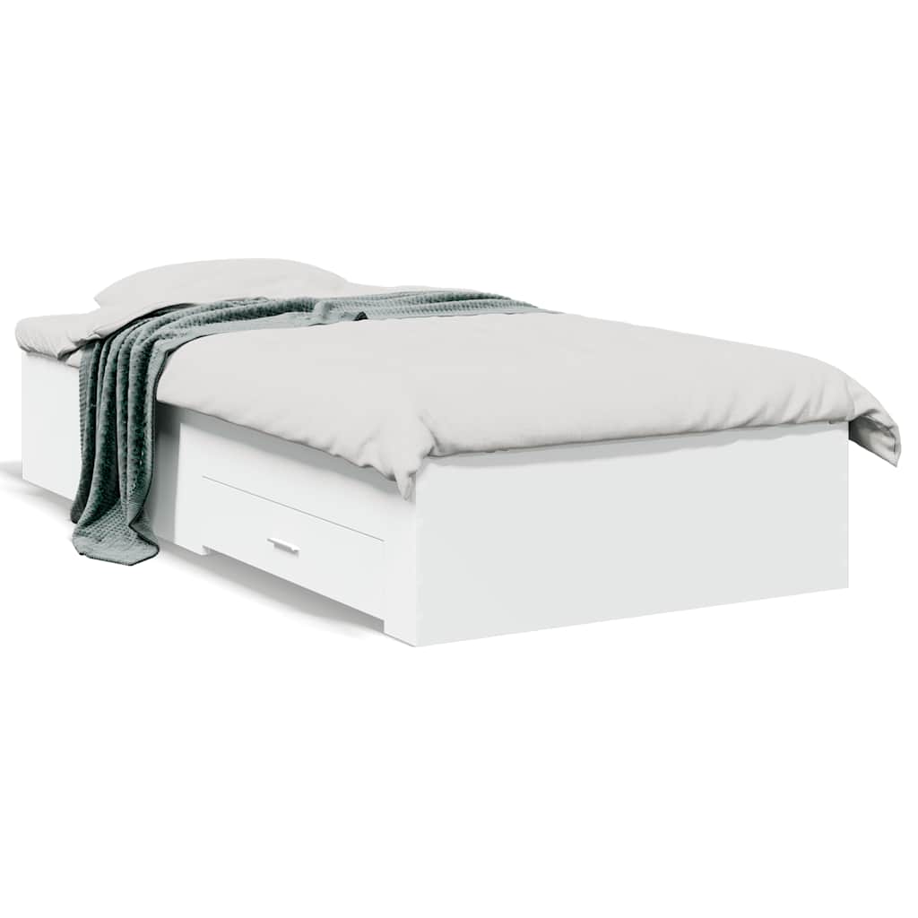 Bed Frame with Drawers without Mattress White 100x200 cm