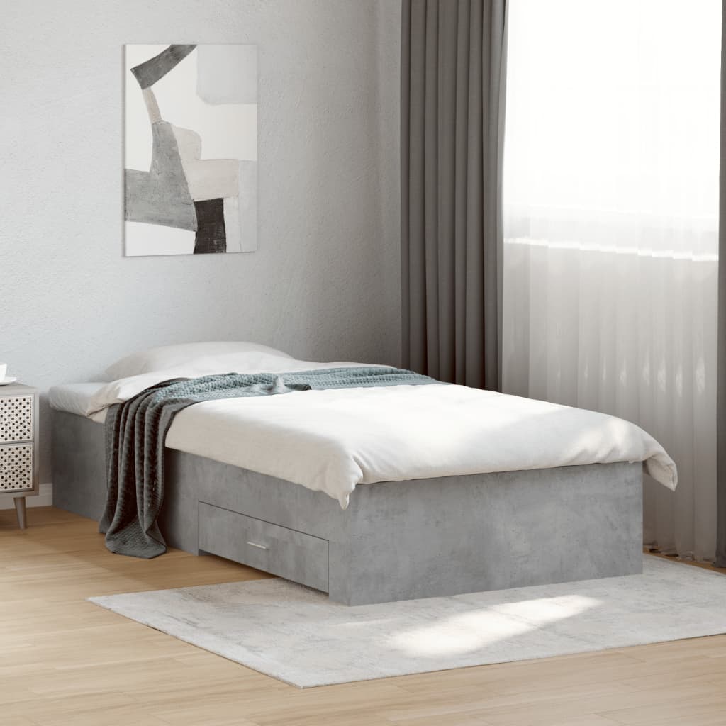 Bed Frame | Concrete grey | Engineered wood, plywood | Single | Bed Frame