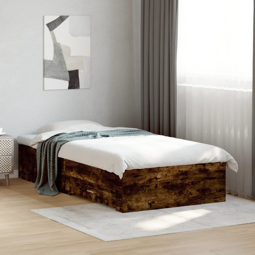 Bed Frame | Smoked oak | Engineered wood and Plywood | Single | Bed Frame