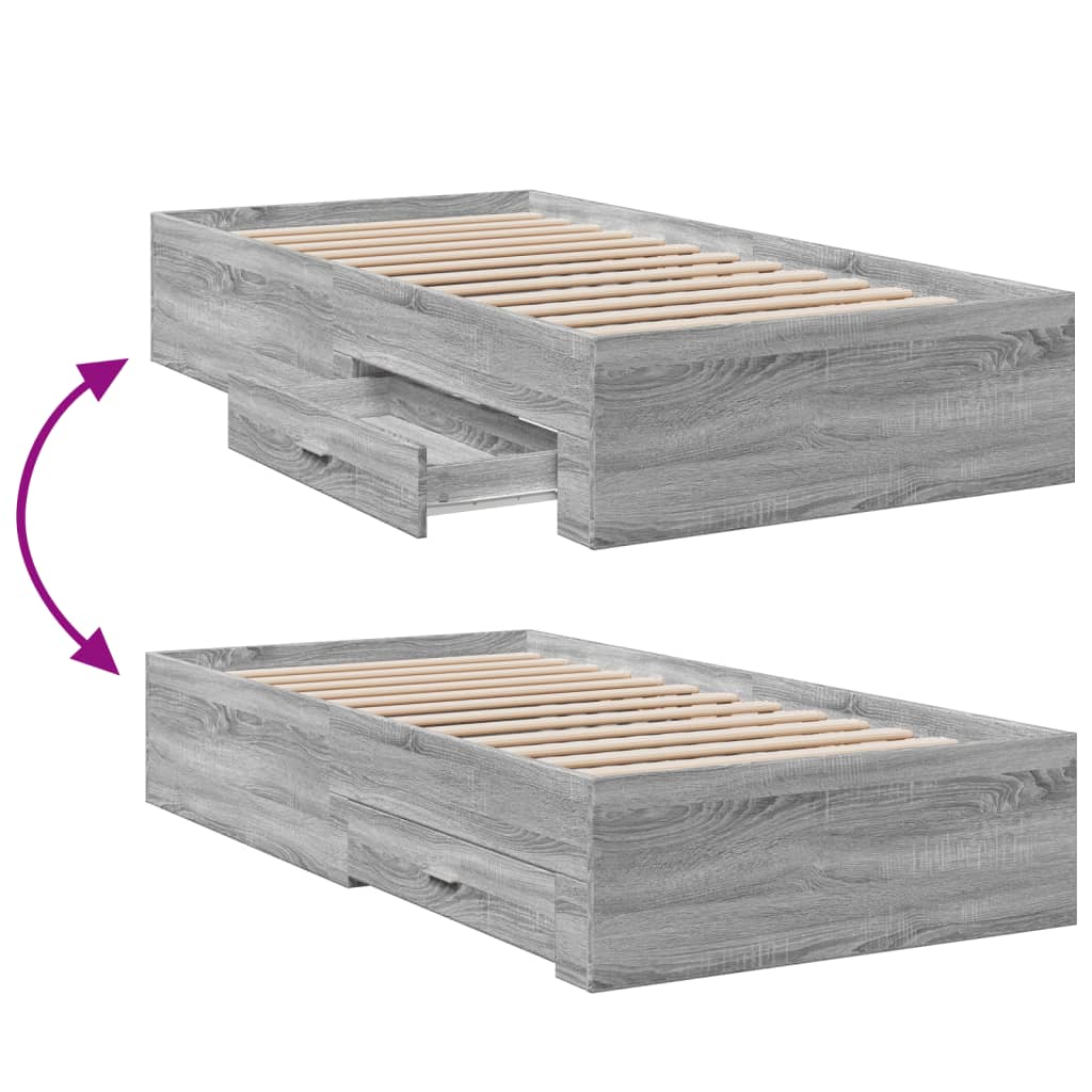 Bed Frame | Grey Sonoma | Engineered Wood | Single | Bed Frame