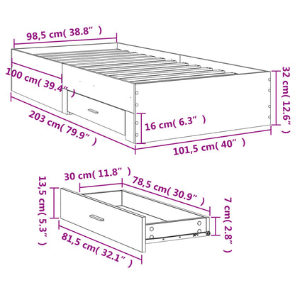 Bed Frame | Grey Sonoma | Engineered Wood | Single | Bed Frame