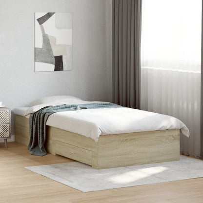 Bed Frame | Sonoma Oak | Engineered Wood, Plywood | 90x200 cm | Bed Frame