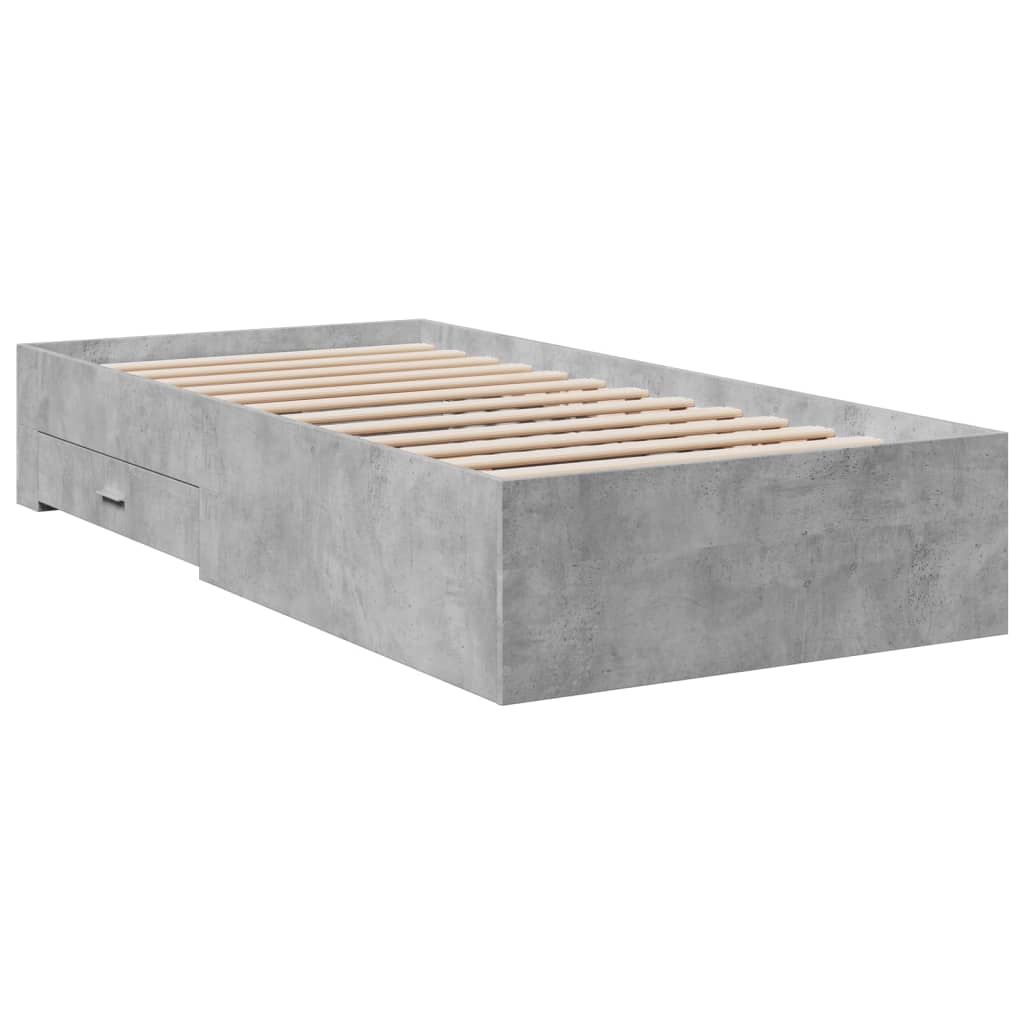 Bed Frame | Concrete Grey | Engineered Wood | 90 x 200 cm | Bed Frame