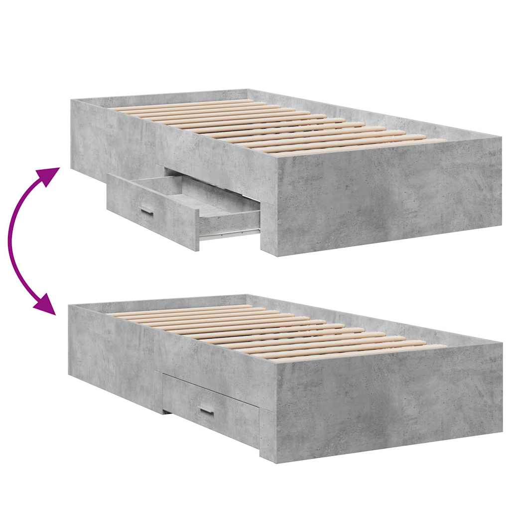 Bed Frame | Concrete Grey | Engineered Wood | 90 x 200 cm | Bed Frame