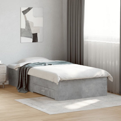Bed Frame | Concrete Grey | Engineered Wood | 90 x 200 cm | Bed Frame