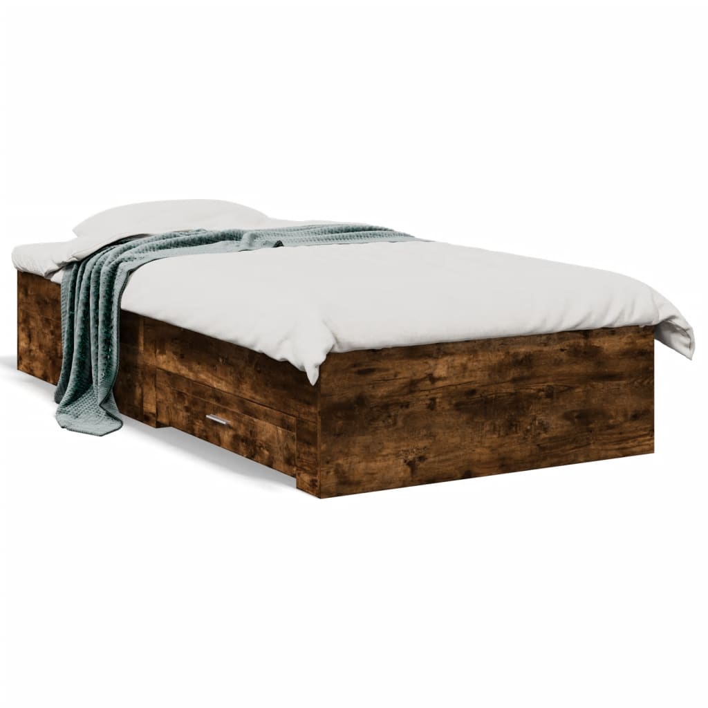 Bed Frame | Smoked Oak | Engineered Wood | 90x200 cm | Bed Frame