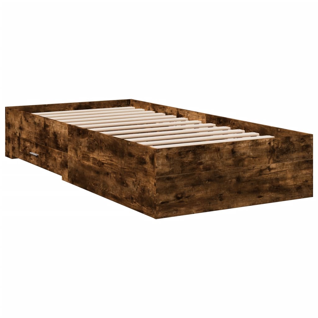 Bed Frame | Smoked Oak | Engineered Wood | 90x200 cm | Bed Frame