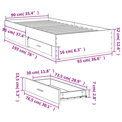 Bed Frame | White | Engineered wood | Single | Bed Frame | Rectangular