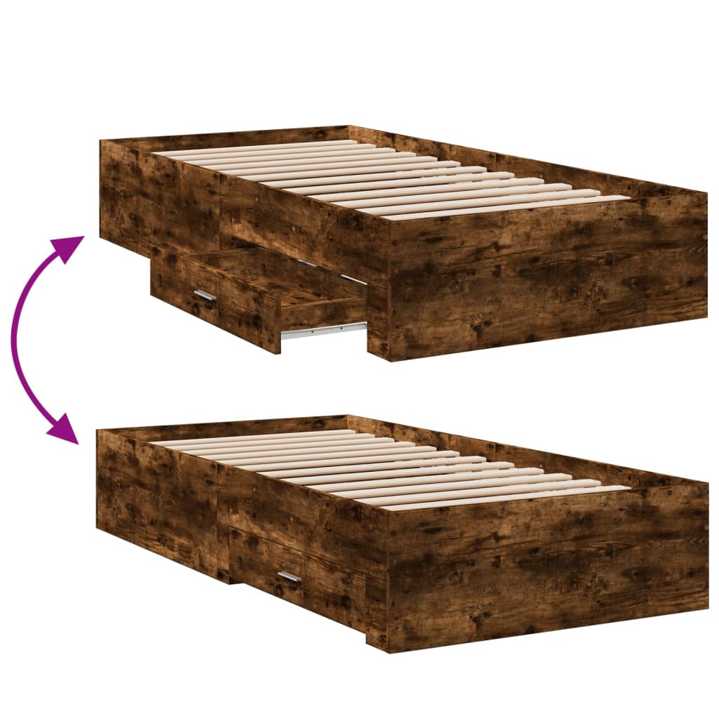 Bed Frame | Smoked Oak | Engineered Wood | Small Single | Bed Frame