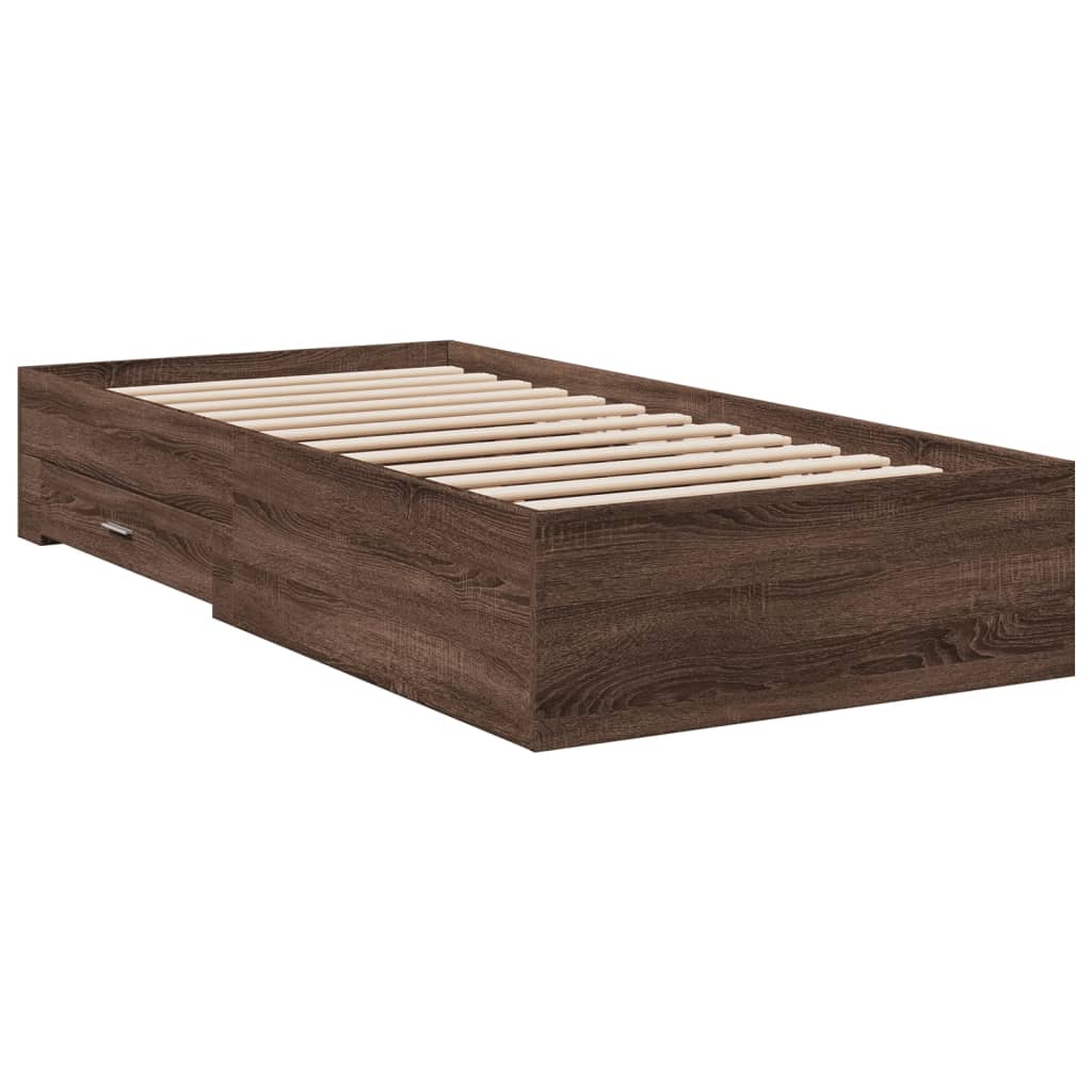 Bed Frame | Brown Oak | Engineered Wood, Plywood | Small Single