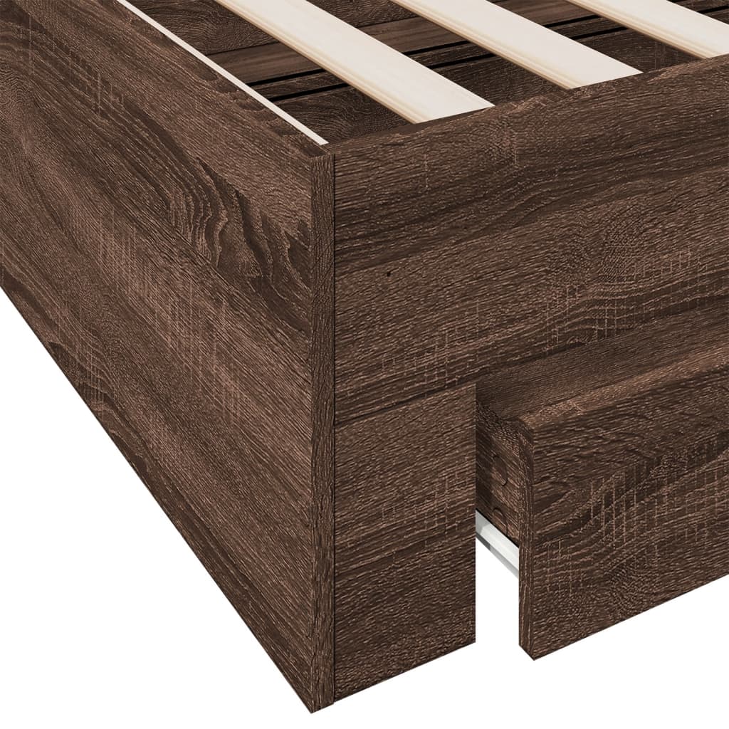 Bed Frame | Brown Oak | Engineered Wood, Plywood | Small Single