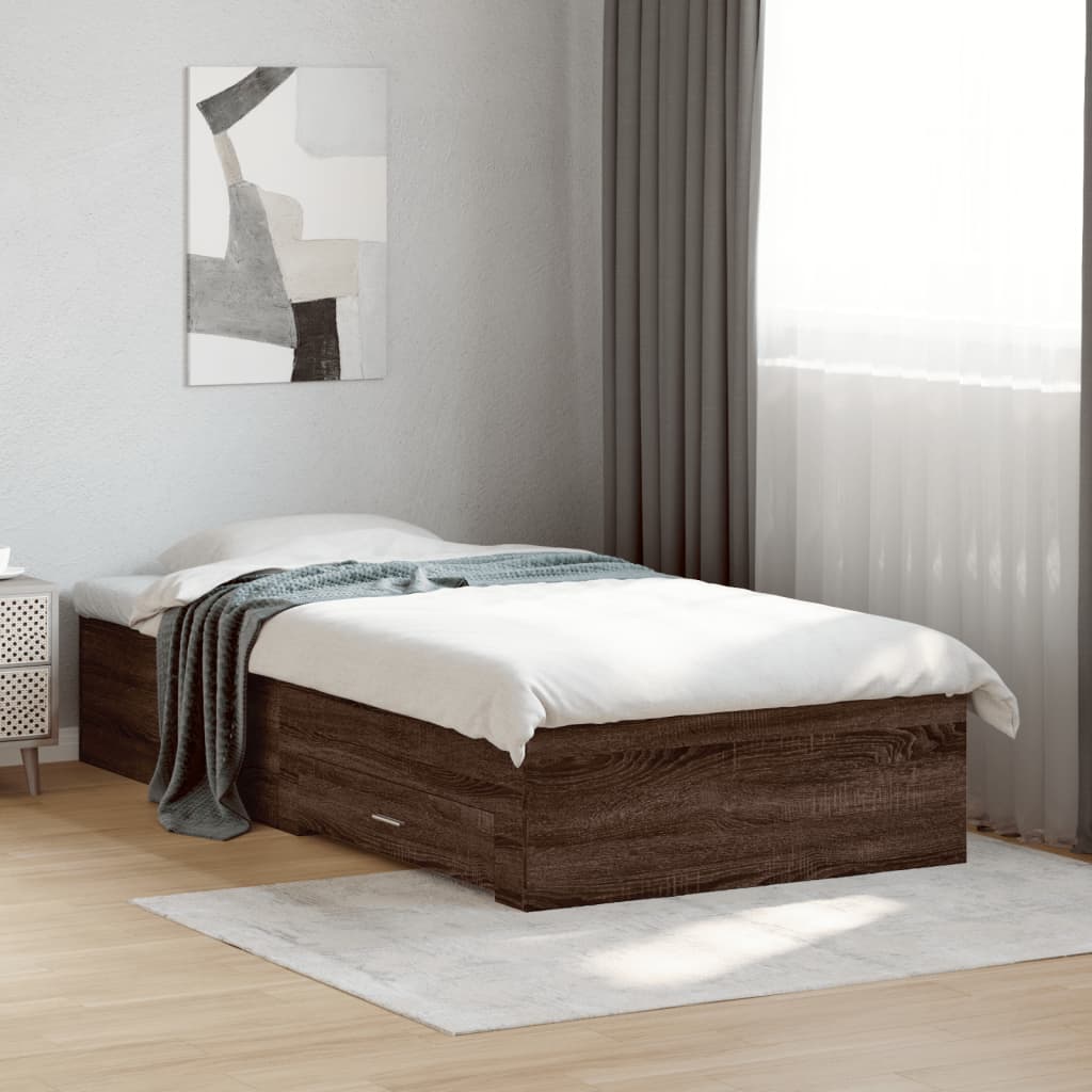 Bed Frame | Brown Oak | Engineered Wood, Plywood | Small Single