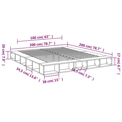 Bed Frame without Mattress Grey Sonoma 200x200 cm