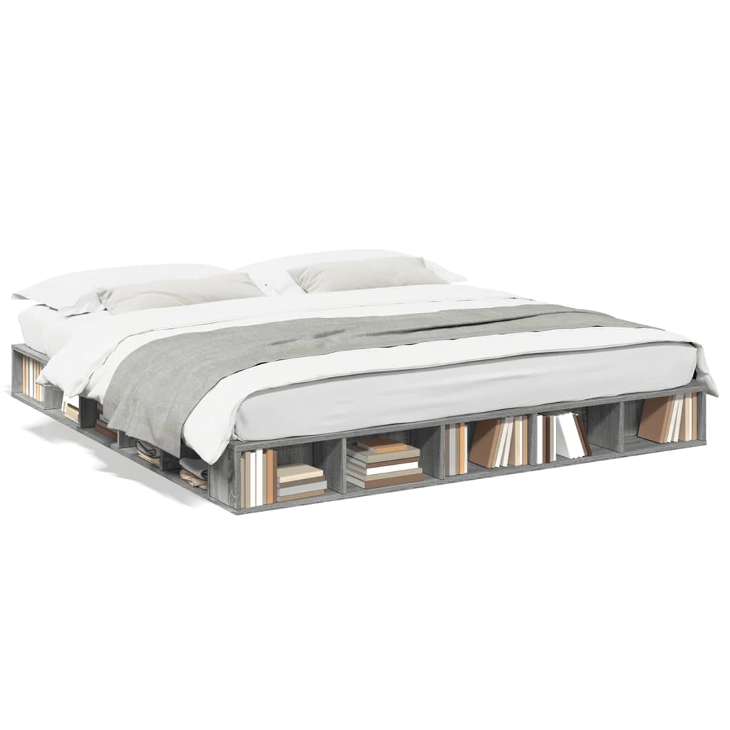 Bed Frame without Mattress Grey Sonoma 180x200 cm Super King
