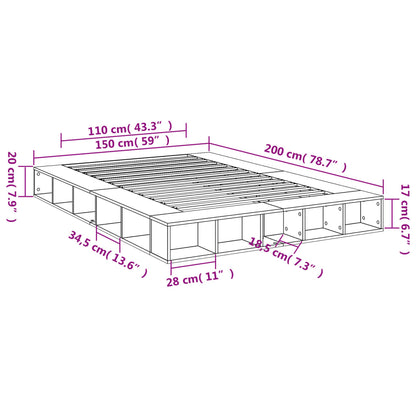 Bed Frame without Mattress White 150x200 cm King Size