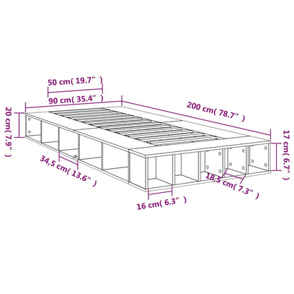 Bed Frame without Mattress Sonoma Oak 90x200 cm