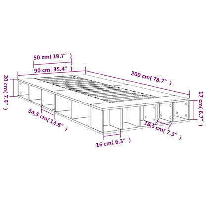 Bed Frame without Mattress Grey Sonoma 90x200 cm