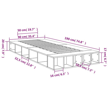 Bed Frame without Mattress Black 90x190 cm Single