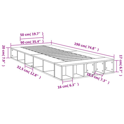 Bed Frame without Mattress Sonoma Oak 90x190 cm Single