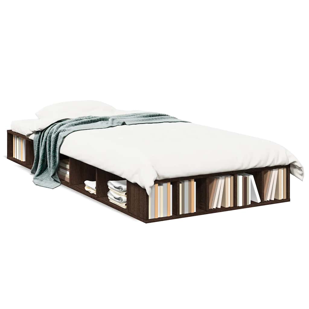 Bed Frame without Mattress Brown Oak 90x190 cm Single