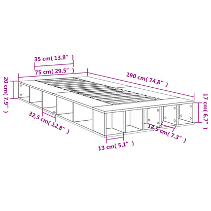 Bed Frame without Mattress Brown Oak 75x190 cm Small Single