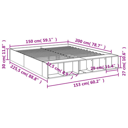 Bed Frame without Mattress Black 150x200 cm King Size