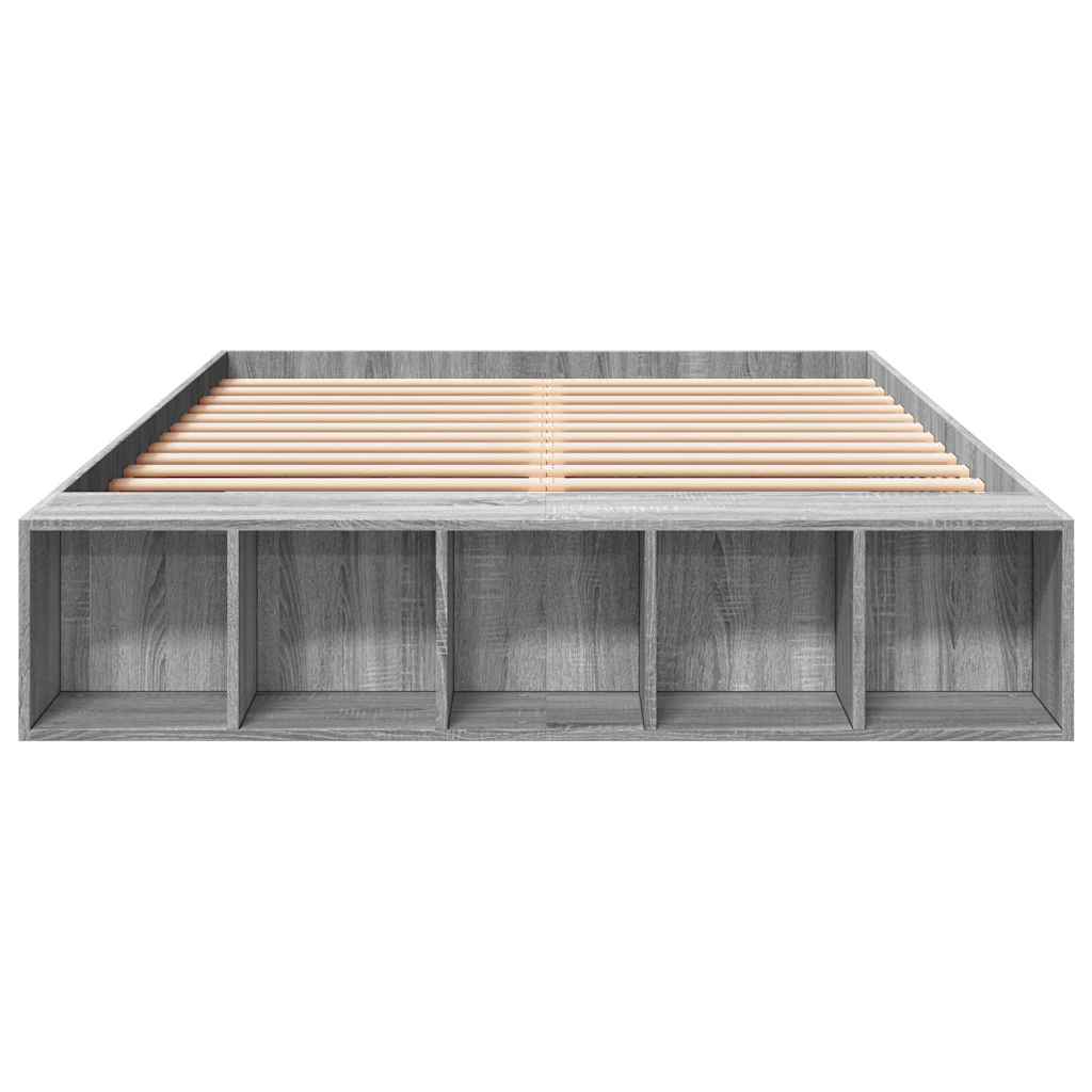 Bed Frame without Mattress Grey Sonoma 150x200 cm King Size