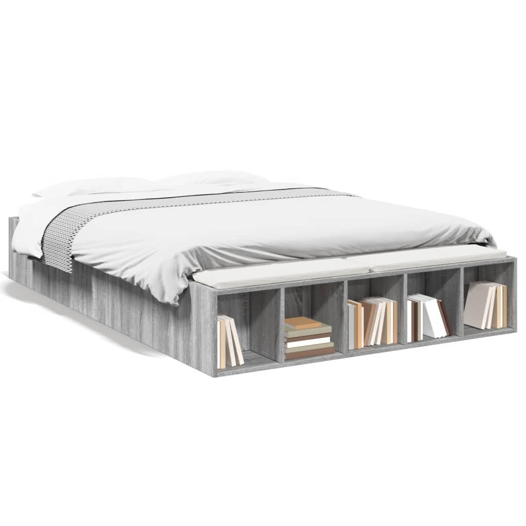 Bed Frame without Mattress Grey Sonoma 135x190 cm Double