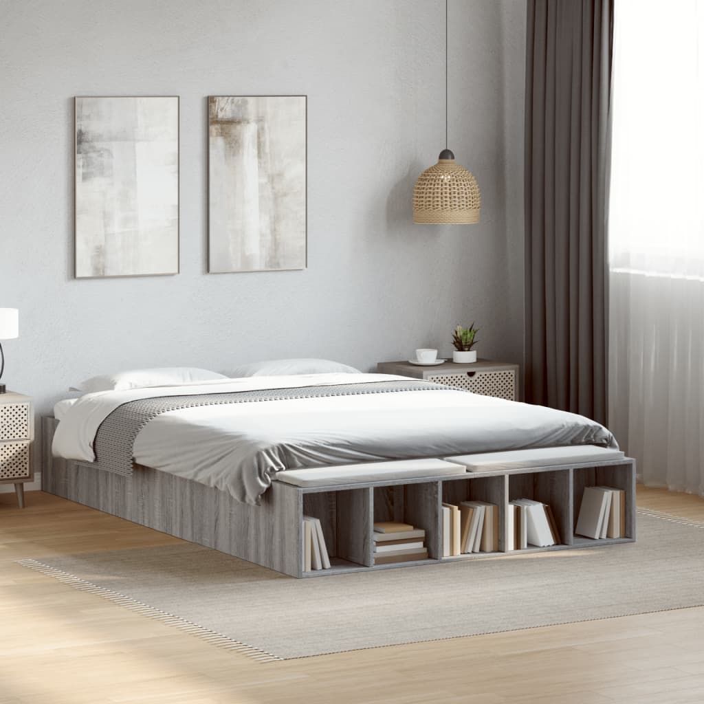 Bed Frame without Mattress Grey Sonoma 120x190 cm Small Double