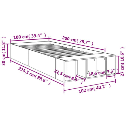 Bed Frame without Mattress Black 100x200 cm