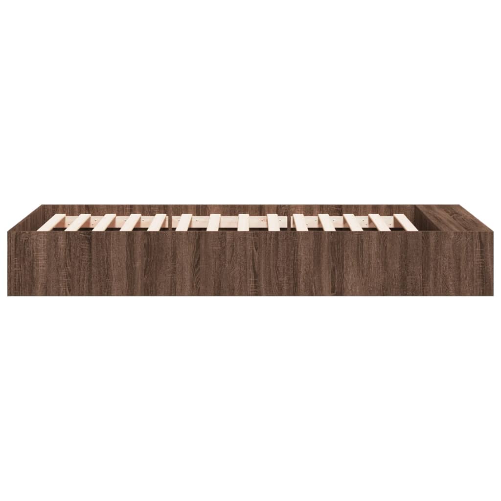 Bed Frame without Mattress Brown Oak 100x200 cm
