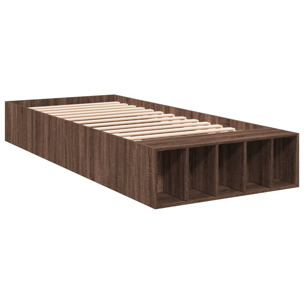 Bed Frame without Mattress Brown Oak 90x200 cm