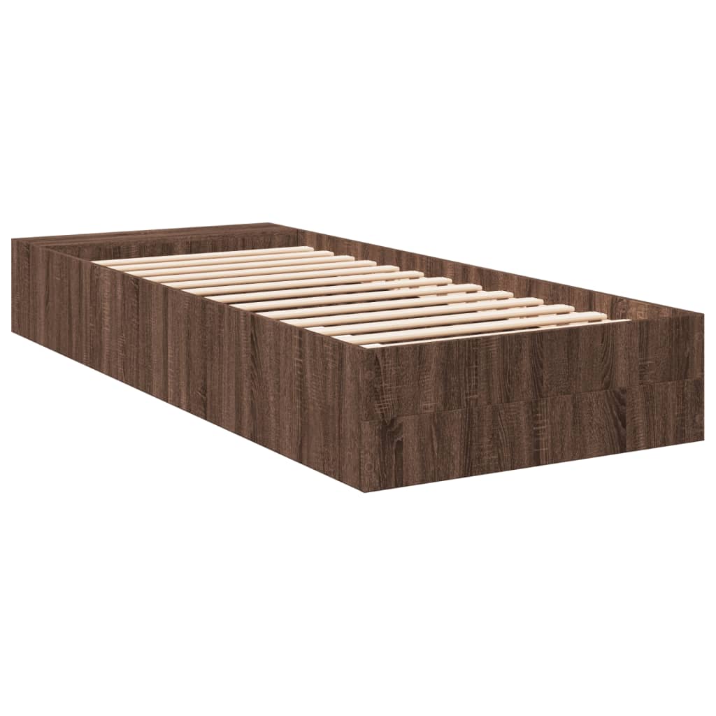 Bed Frame without Mattress Brown Oak 90x190 cm Single
