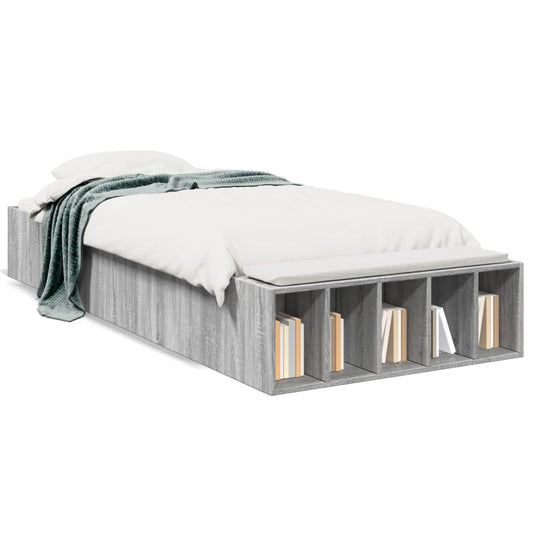 Bed Frame without Mattress Grey Sonoma 75x190 cm Small Single