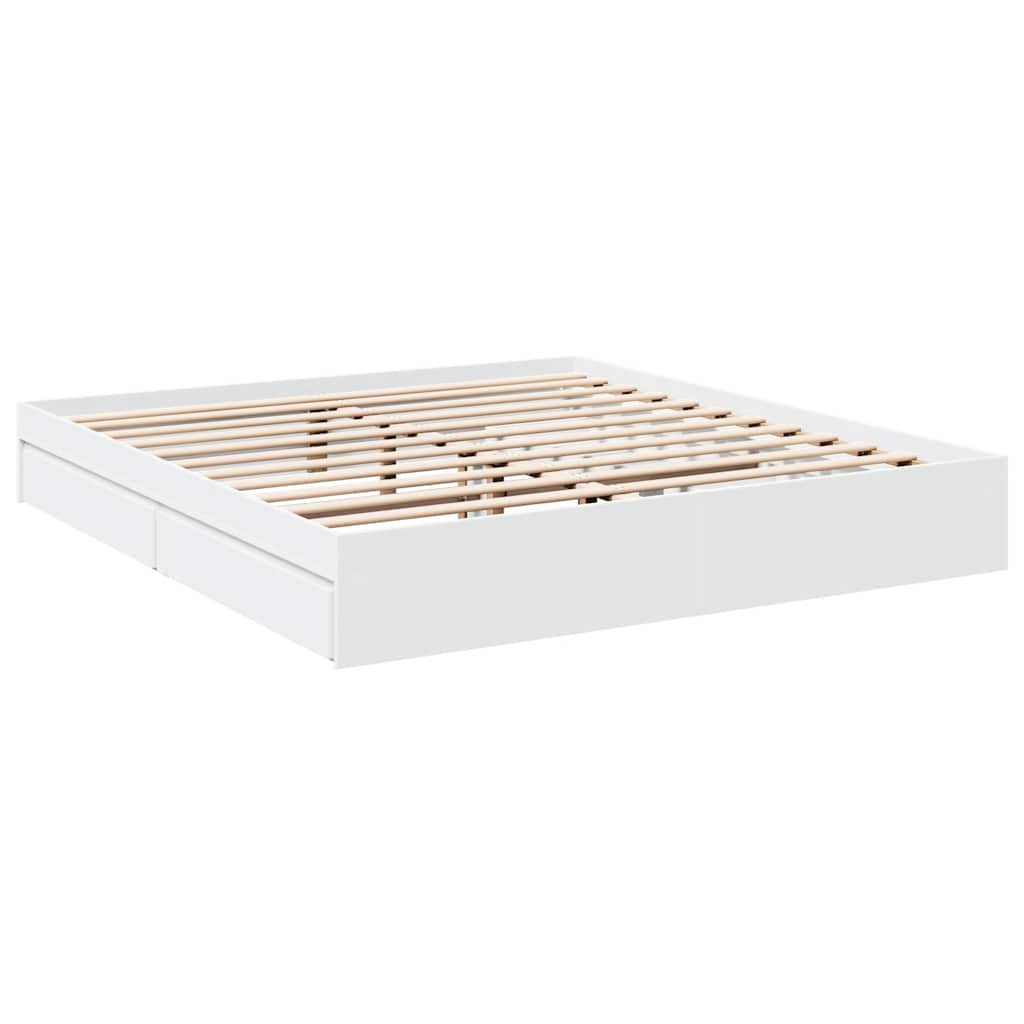 Bed Frame with Drawers without Mattress White 200x200 cm