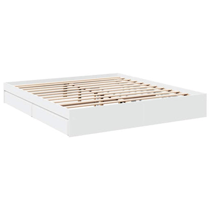 Bed Frame with Drawers without Mattress White 200x200 cm