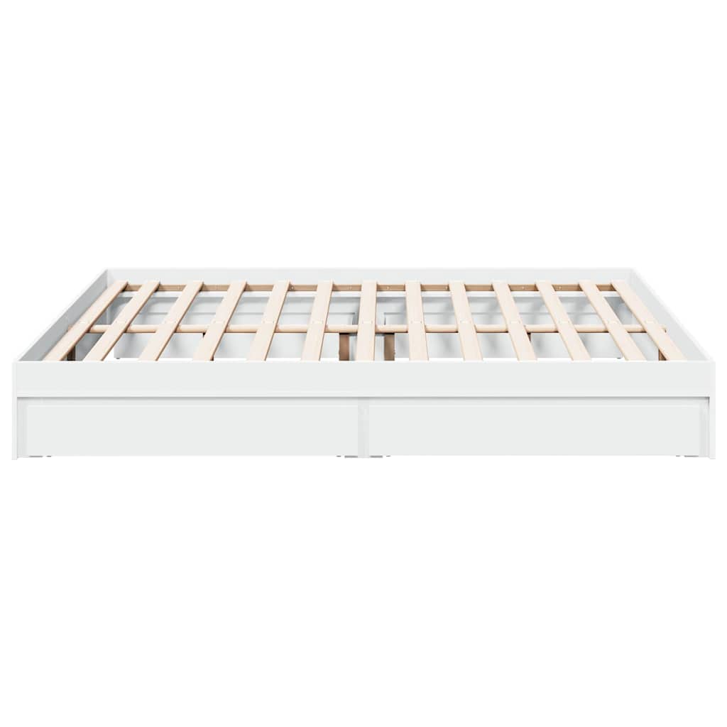 Bed Frame with Drawers without Mattress White 200x200 cm