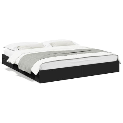 Bed Frame with Drawers without Mattress Black 200x200 cm