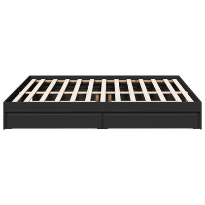 Bed Frame with Drawers without Mattress Black 200x200 cm