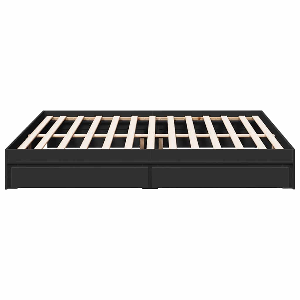 Bed Frame with Drawers without Mattress Black 200x200 cm