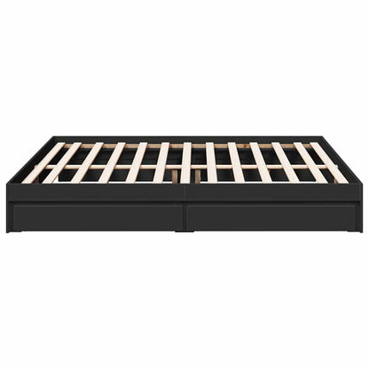 Bed Frame with Drawers without Mattress Black 200x200 cm